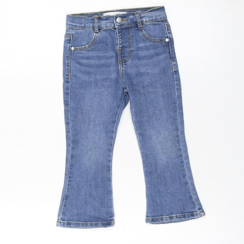 Zara Girls Blue Flared Jeans 3-4 Years Cotton Blend Denim