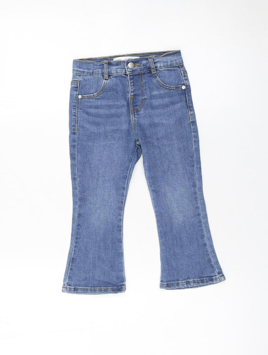 Zara Girls Blue Flared Jeans 3-4 Years Cotton Blend Denim