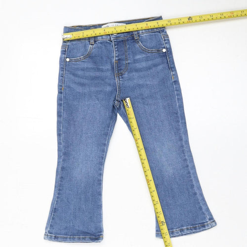 Zara Girls Blue Flared Jeans 3-4 Years Cotton Blend Denim