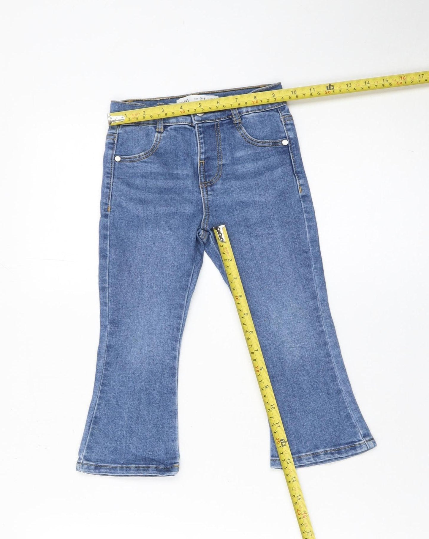 Zara Girls Blue Flared Jeans 3-4 Years Cotton Blend Denim