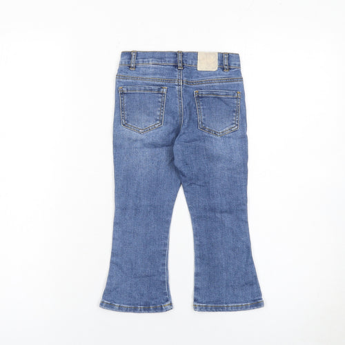 Zara Girls Blue Flared Jeans 3-4 Years Cotton Blend Denim