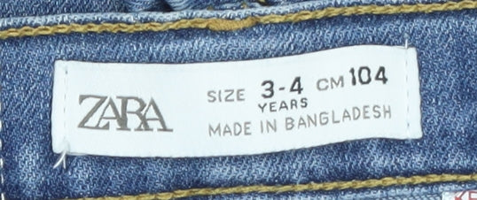 Zara Girls Blue Flared Jeans 3-4 Years Cotton Blend Denim