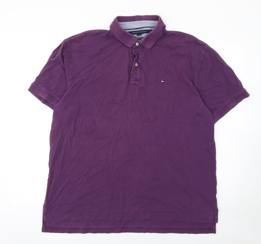 Tommy Hilfiger Men's Purple Cotton Polo Shirt XL Classic Fit