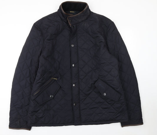 Barbour Men's Blue 2XL Quilted Powell Jacket Warm Mid-Length Coat