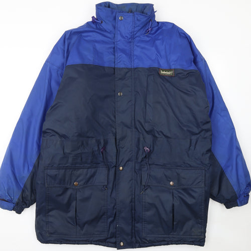 Timberland Men’s Blue L Parka Jacket Weathergear Nylon Lined Outdoor