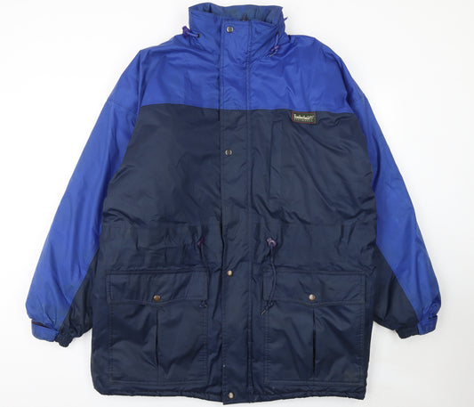 Timberland Men’s Blue L Parka Jacket Weathergear Nylon Lined Outdoor