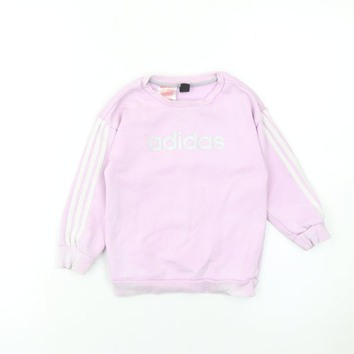 Adidas Girls Pink Logo Sweatshirt 3 Years Long Sleeve Pullover Top