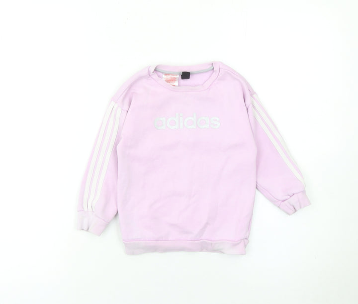 Adidas Girls Pink Logo Sweatshirt 3 Years Long Sleeve Pullover Top