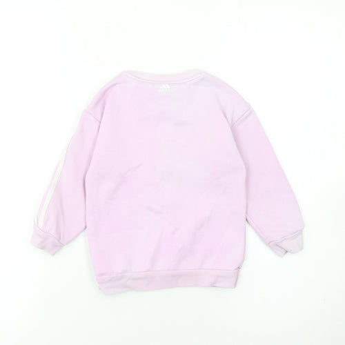 Adidas Girls Pink Logo Sweatshirt 3 Years Long Sleeve Pullover Top