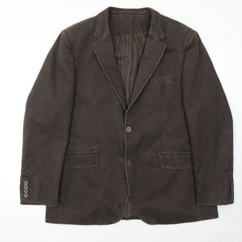Remus Uomo Men's Brown Cotton Slim Blazer Jacket 46R