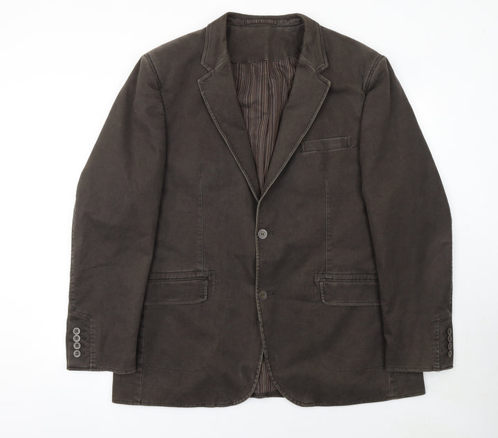 Remus Uomo Men's Brown Cotton Slim Blazer Jacket 46R