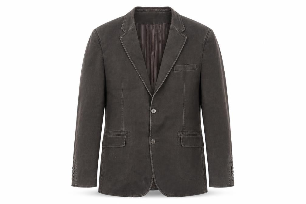 Front view of Remus Uomo Men's Brown Cotton Slim Blazer Jacket 46R