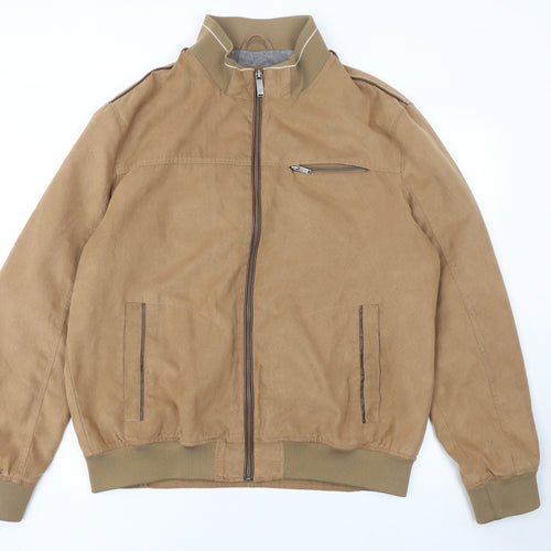 St. Bernard for Charles Stores Men's Beige Large Basic Jacket Polyester Zip Up