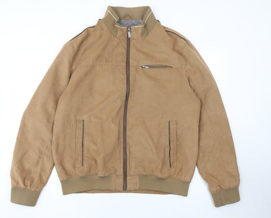 St. Bernard for Charles Stores Men's Beige Large Basic Jacket Polyester Zip Up