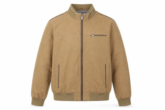 Front view of St Bernard for Charles Stores Men's Beige Large Basic Jacket Polyester Zip Up