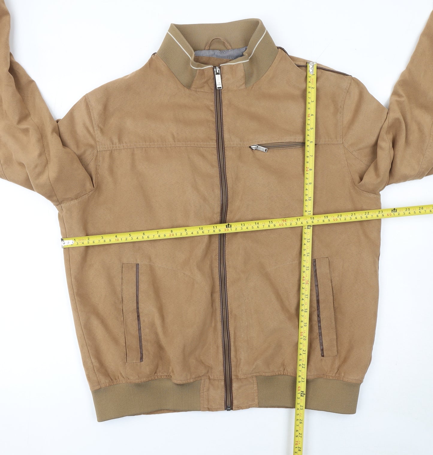 St. Bernard for Charles Stores Men's Beige Large Basic Jacket Polyester Zip Up