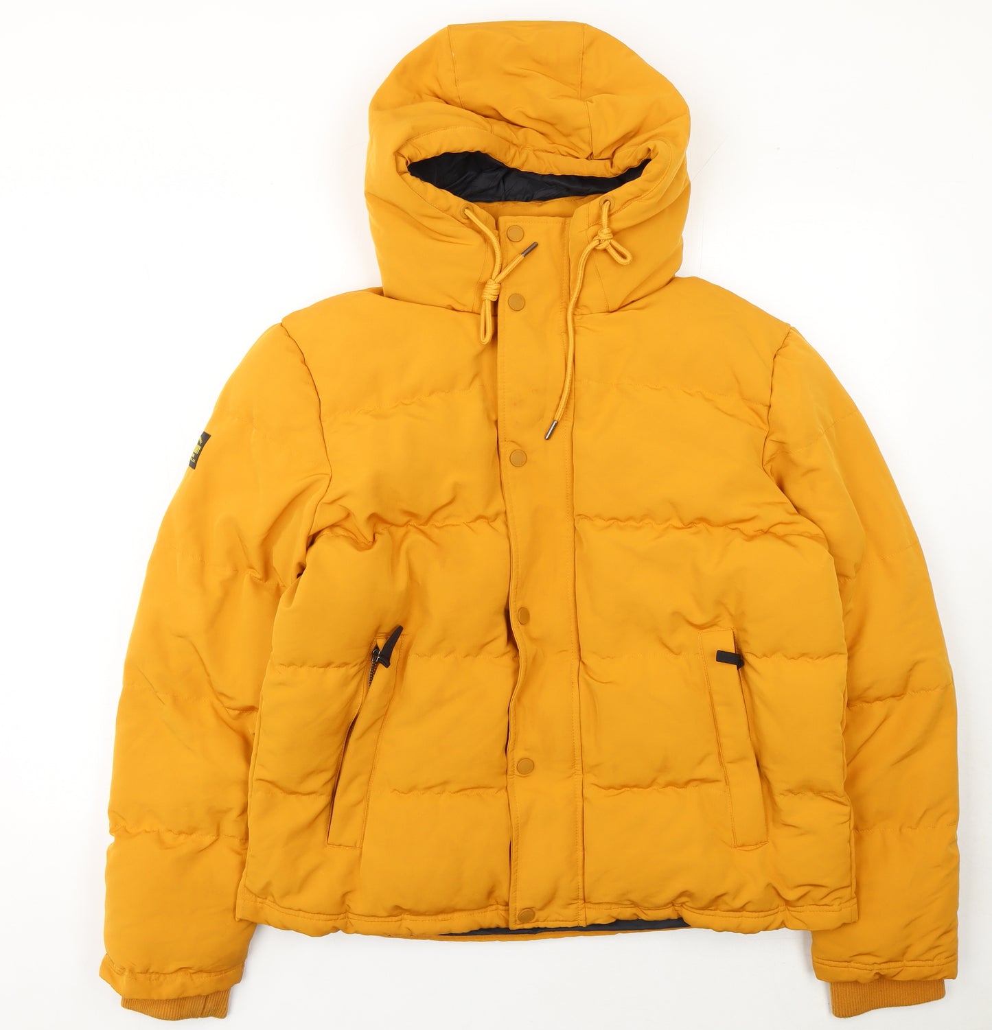 Superdry Mens Yellow Everest Puffer Jacket L Hooded Winter Coat