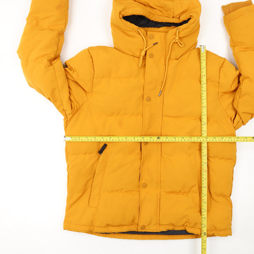 Superdry Mens Yellow Everest Puffer Jacket L Hooded Winter Coat