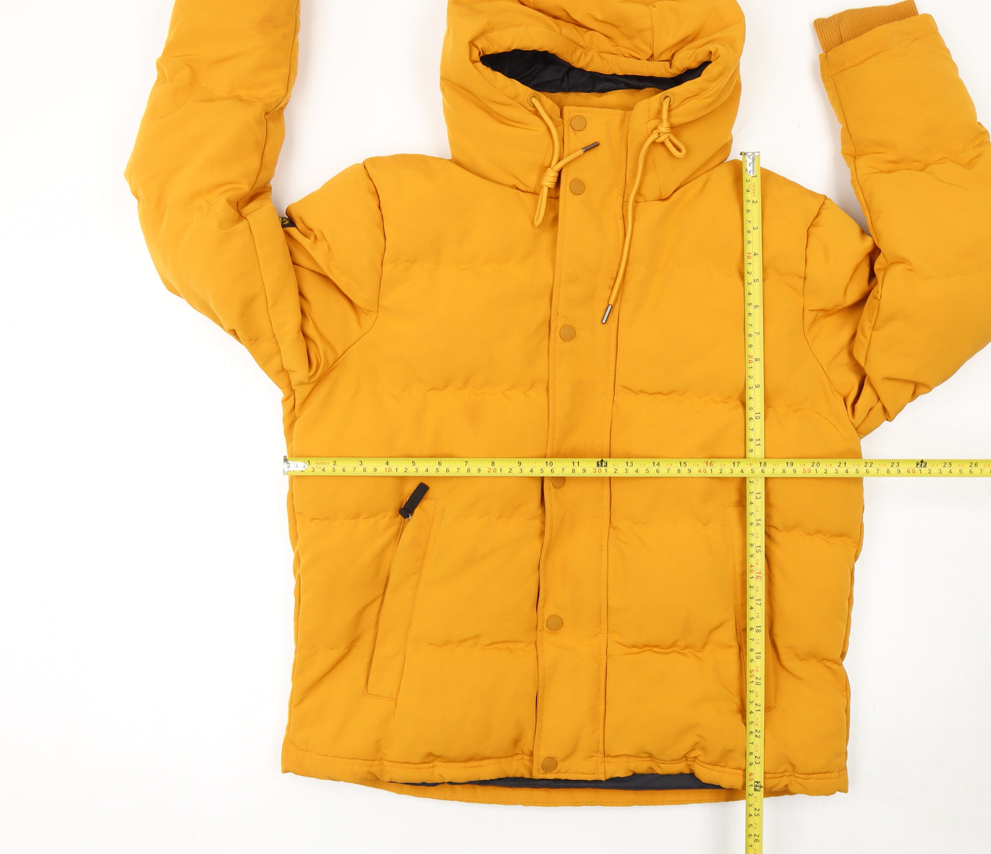 Superdry Mens Yellow Everest Puffer Jacket L Hooded Winter Coat