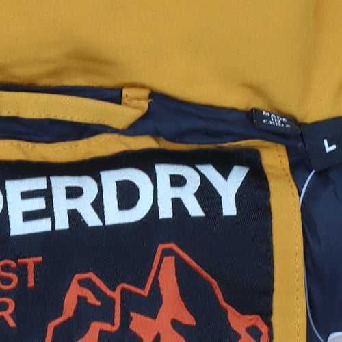 Superdry Mens Yellow Everest Puffer Jacket L Hooded Winter Coat