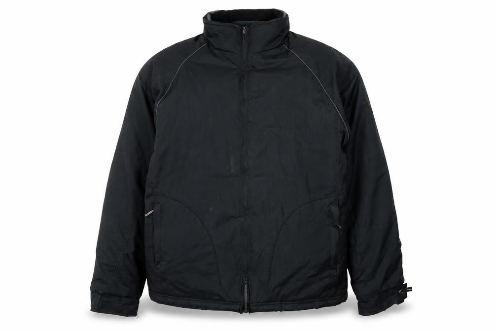 Front view of BHS Men's Black Polyester Mid-Length Zip Activewear Jacket, size M