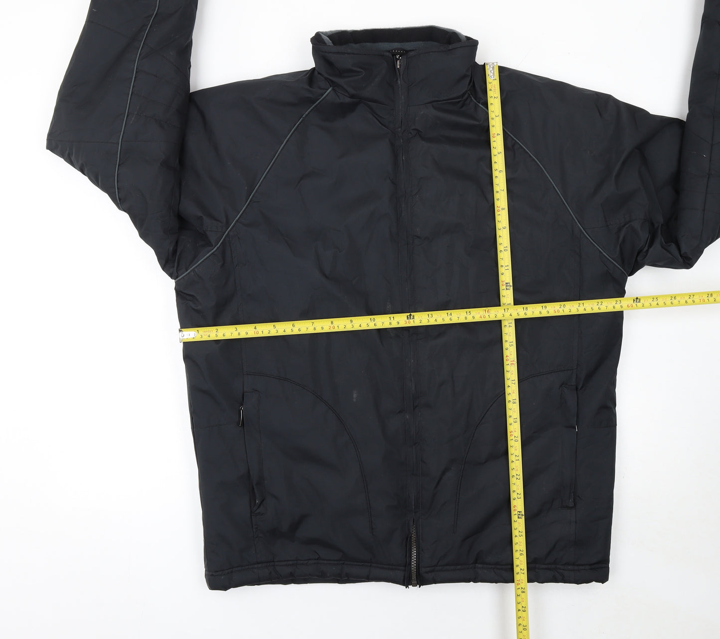 BHS Men's Black Polyester Mid-Length Zip Activewear Jacket Size M