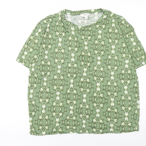 Marks and Spencer Women's Green Geometric T-Shirt Size 14