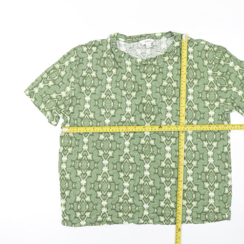 Marks and Spencer Women's Green Geometric T-Shirt Size 14