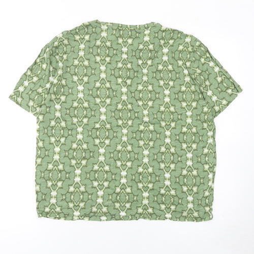 Marks and Spencer Women's Green Geometric T-Shirt Size 14
