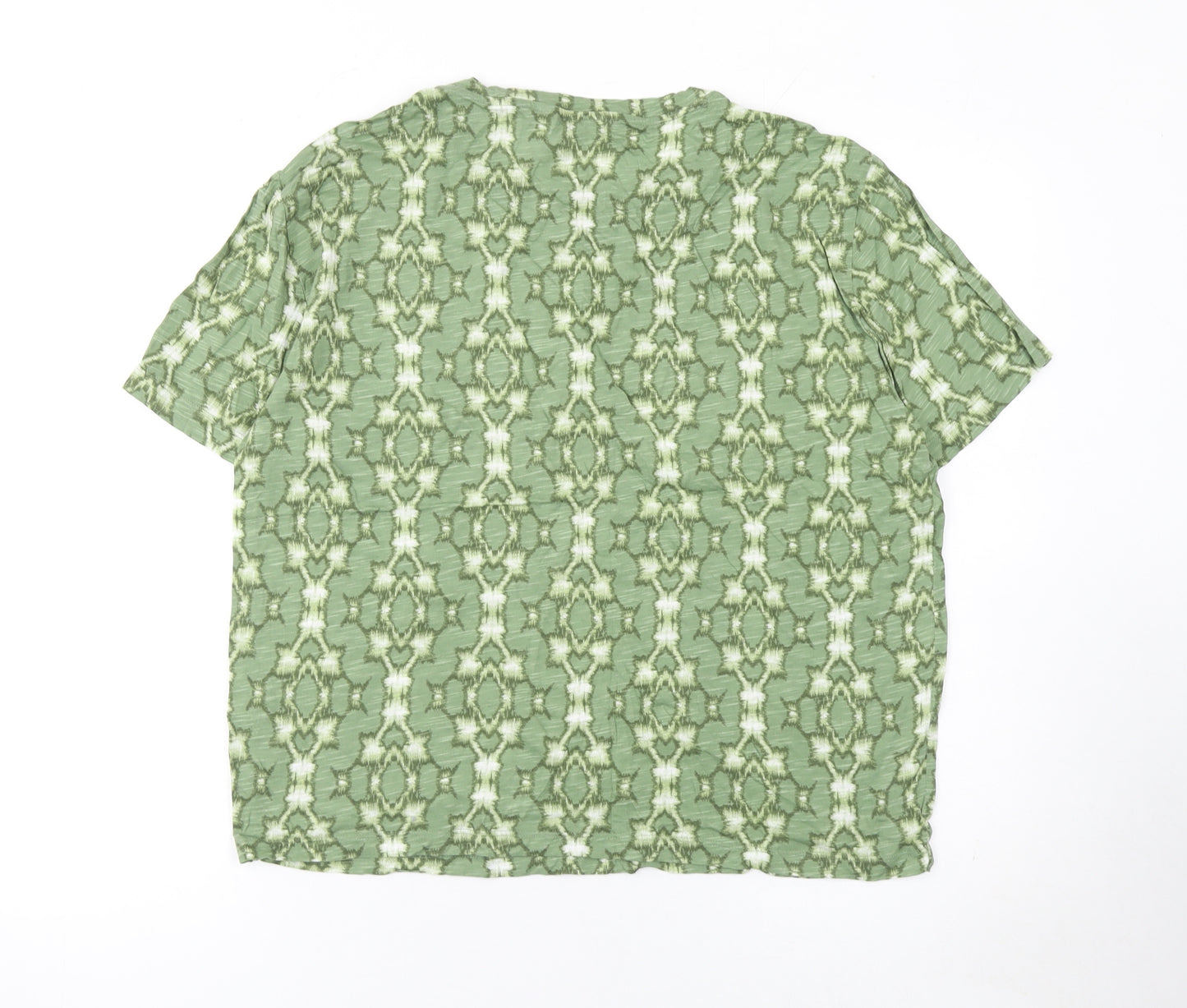 Marks and Spencer Women's Green Geometric T-Shirt Size 14