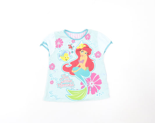 St. Bernard Disney Girls Blue The Little Mermaid T-Shirt 4-5 Years Short Sleeve