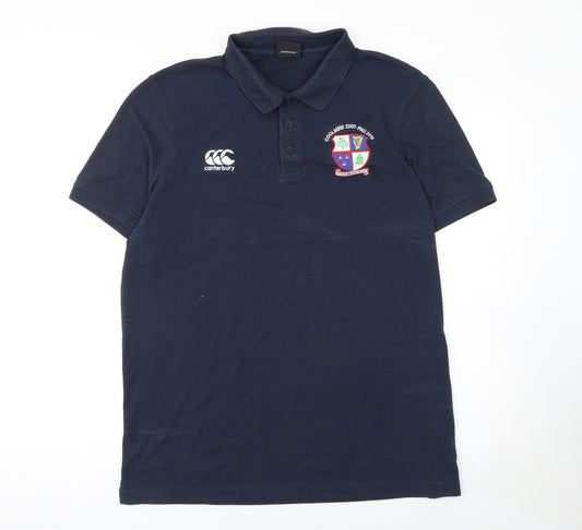 Canterbury Men's Blue XL Polo Shirt Rugby Embroidered Short Sleeve