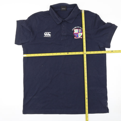 Canterbury Men's Blue XL Polo Shirt Rugby Embroidered Short Sleeve