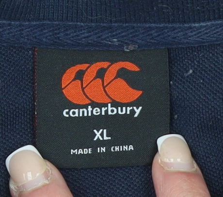 Canterbury Men's Blue XL Polo Shirt Rugby Embroidered Short Sleeve