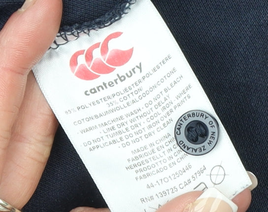 Canterbury Men's Blue XL Polo Shirt Rugby Embroidered Short Sleeve