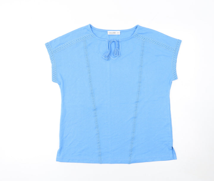Gallery Women Blue Short Sleeve Tunic Top XS