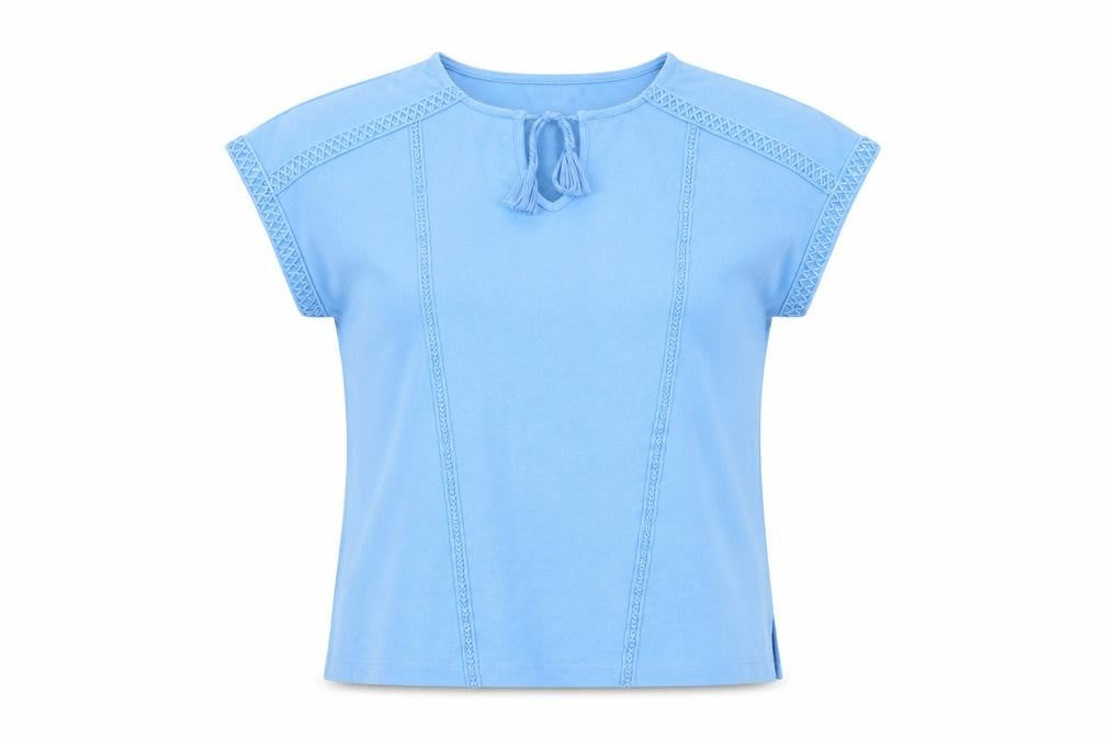 Front view of Gallery Women Blue Short Sleeve Tunic Top XS