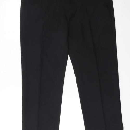 Marks and Spencer Men's Black Regular Fit Trousers 38W 29L