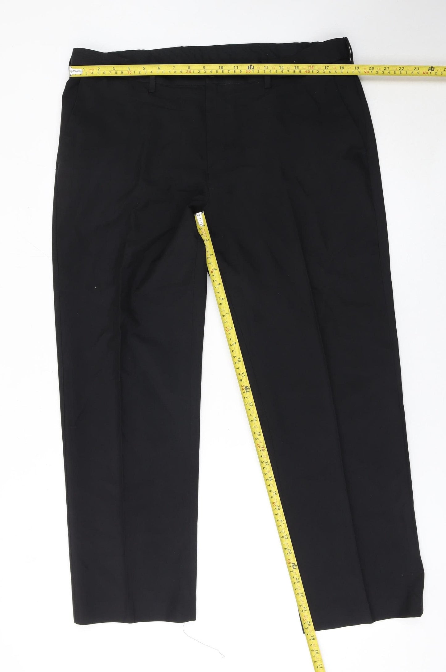 Marks and Spencer Men's Black Regular Fit Trousers 38W 29L