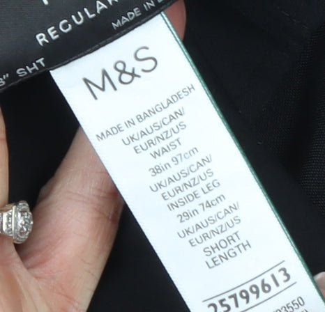 Marks and Spencer Men's Black Regular Fit Trousers 38W 29L