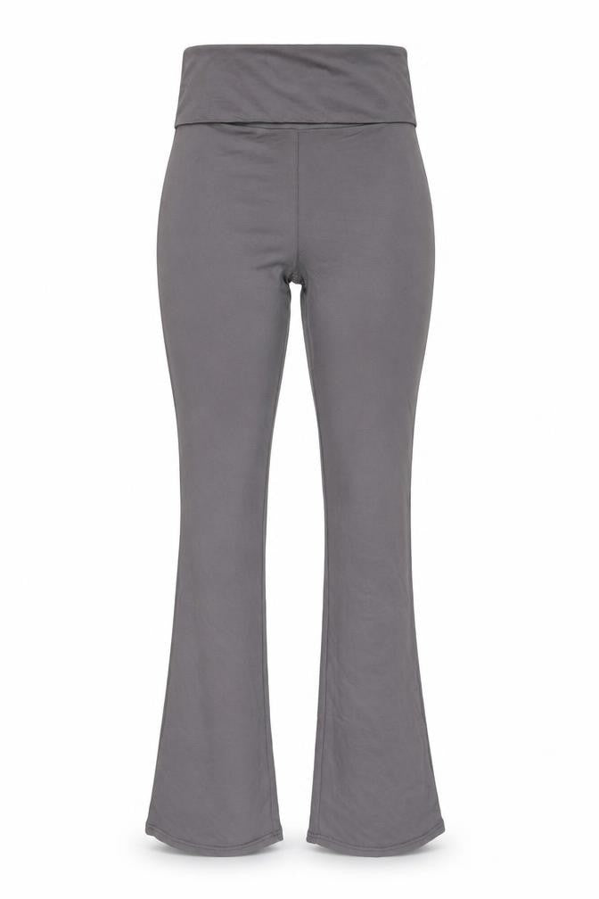 Front view of Jack Wills Women's Grey Flared Jersey Trousers UK 8 Regular Fit