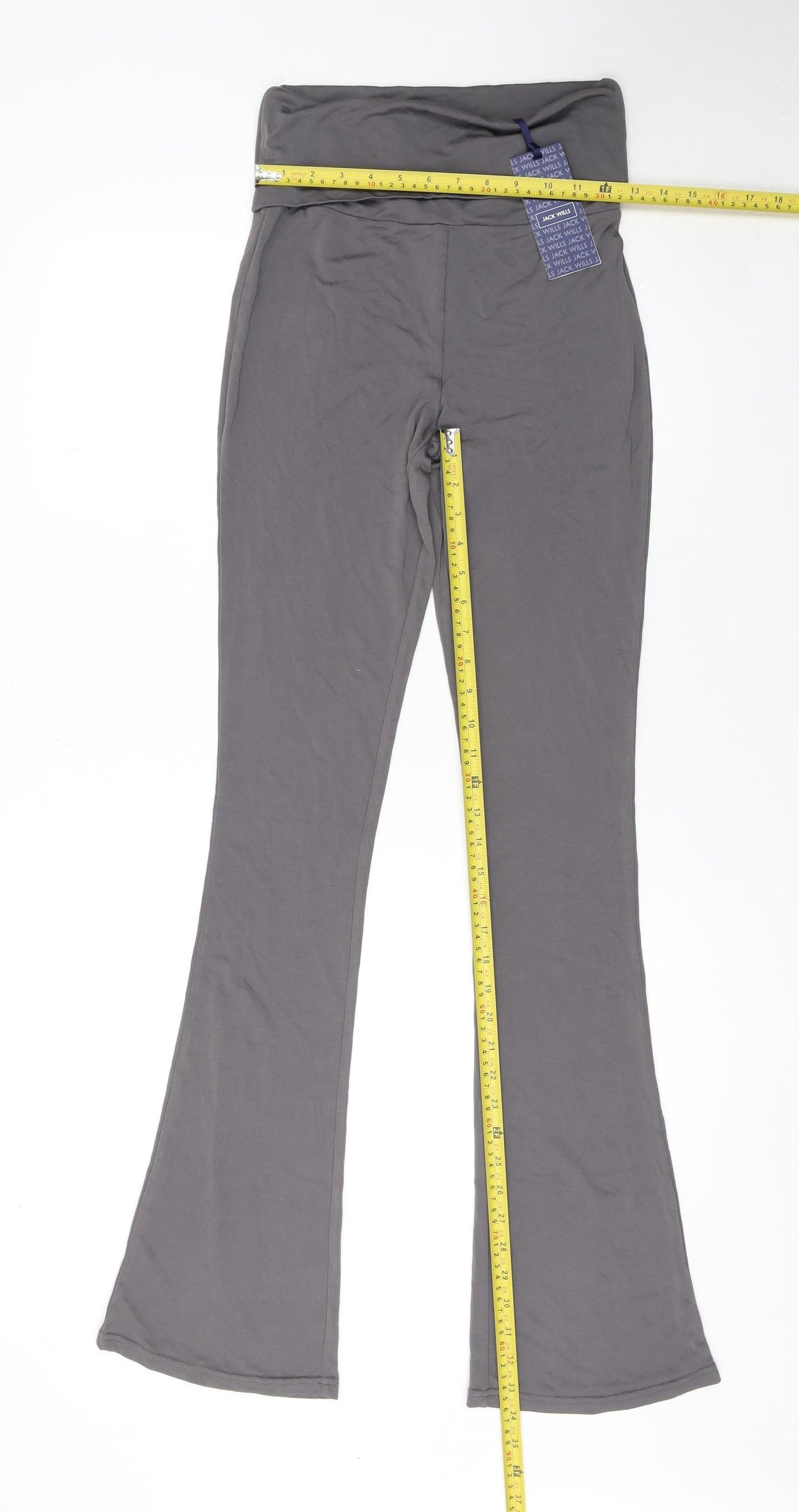 Jack Wills Women's Grey Flared Jersey Trousers UK 8 Regular Fit