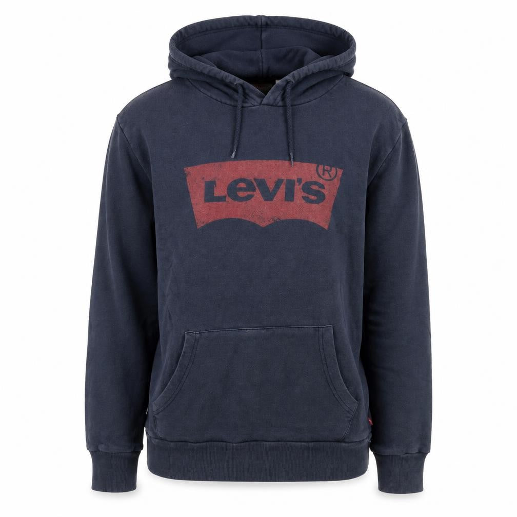 Front view of Levi's Men's Blue Pullover Hoodie S Regular Fit Graphic Cotton