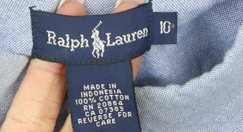 Ralph Lauren Boys Blue Long Sleeve Button-Up Oxford Shirt Size 10 Cotton