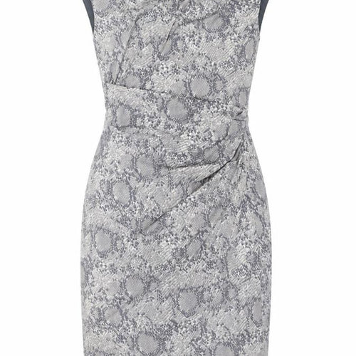 Connected Apparel Women’s Grey Animal Print Sheath Dress Size 14