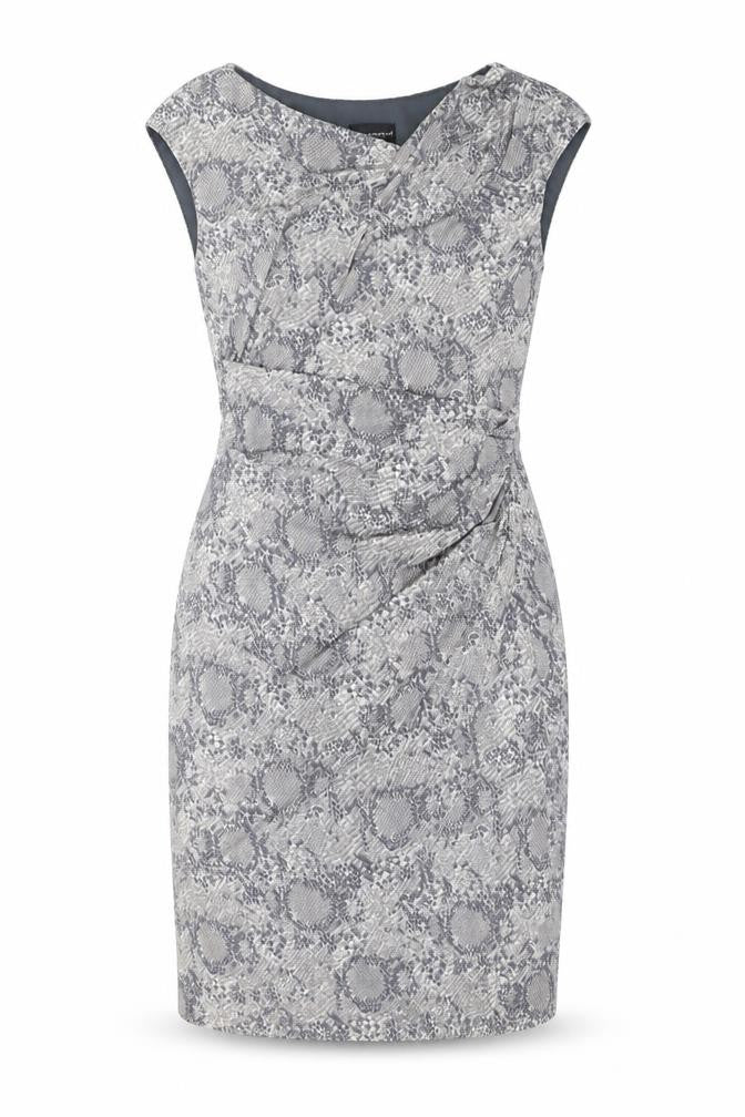 Connected Apparel Women’s Grey Animal Print Sheath Dress Size 14