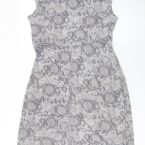 Connected Apparel Women’s Grey Animal Print Sheath Dress Size 14