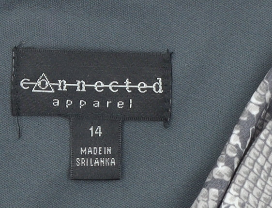 Connected Apparel Women’s Grey Animal Print Sheath Dress Size 14