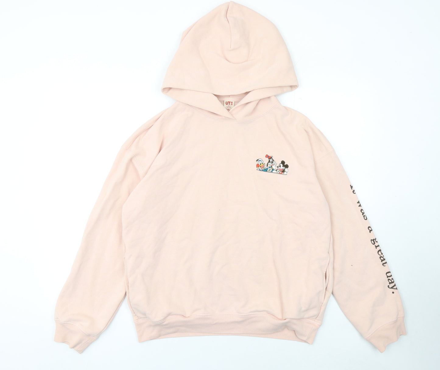 Uniqlo Disney Women's Pink Pullover Hoodie Size M Cotton Blend