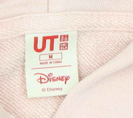 Uniqlo Disney Women's Pink Pullover Hoodie Size M Cotton Blend
